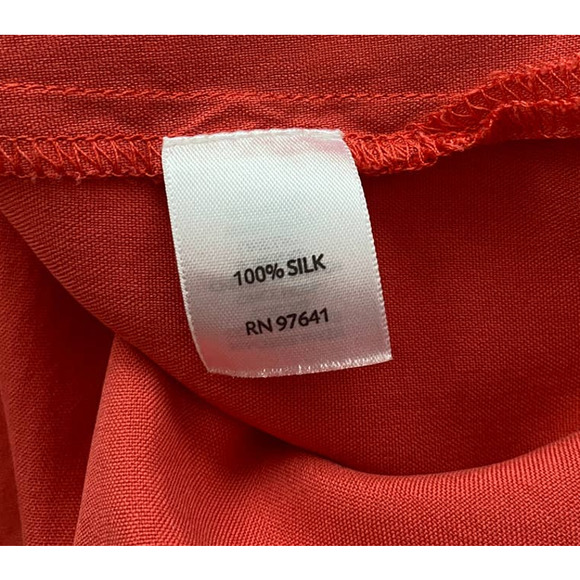 J. Jill 100% Silk Dark Coral Button Down Shirt Large - Picture 7 of 10